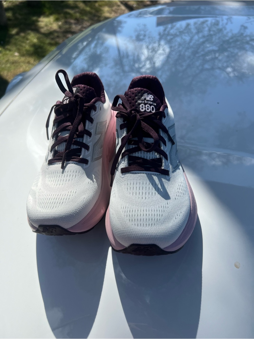 New Balance 880 Women's Running Shoes - White & Burgundy & Pink